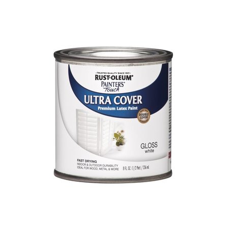 KRUD KUTTER Rust-Oleum Painters Touch Gloss White Water-Based Ultra Cover Paint Exterior & Interior 0.5 pt 1992730